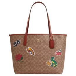 Coach Сумка-тоут City Coated Canvas, сумка для покупок, дамская сумочка, сумка через плечо, женская, бежевая и разноцветная cz611-imtam