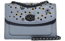 Coach Сумка Parker из коровьей кожи, через плечо, мини, женская, дымчато-голубая 69508-v5m55