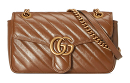 Gucci Сумка-цепочка GG Marmont из кожи, сумка через плечо, женская, коричневого цвета 443497-0olft-2535