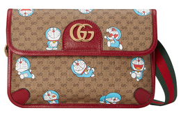 Gucci Сумка-слинг Doraemon Collaboration из холста и кожи, унисекс, бежевый/черный/вишнево-красный 647817-2tjbg-8587