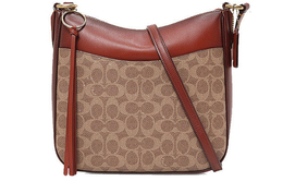 Coach Сумка-тоут из парусины с кожаной наплечной сумкой, большого размера, женская, белого цвета с цветовыми блоками цвета хаки 38579-b4nq4