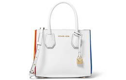 Michael Kors Сумка-дорожная сумка из коровьей кожи Mercer, сумка через плечо, женская сумка среднего размера, белая 30t9gm9m8u-optic-white