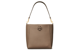 Tory Burch Сумка-ведро McGraw Leather, сумка через плечо, большого размера, женская, серо-коричневого цвета 73338-963