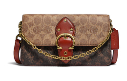 Coach Сумка Beat Canvas с кожаной цепочкой, портативная сумка через плечо, женская сумка через плечо, бежевого цвета c0831-b4si0