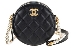Chanel Круглая сумка через плечо из телячьей кожи, мини, женская, черная ap2191-b05481-94305