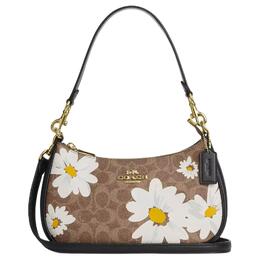Coach Сумка-тоут Teri Coated Canvas Bag, среднего размера, женская, бежево-золотистого и разноцветного цветов cz586-imtam
