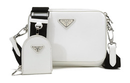 Prada Сумка через плечо, женская, кожаная, с маленьким мешочком, белая 1bh180-zo6-f0pg7-v-n8o