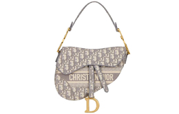 Сумка-седло серая с косой вышивкой Christian Dior m0446criw-m932