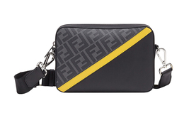 Fendi Сумка для фотоаппарата, сумка через плечо, сумка через плечо, мужская, черно-серо-желтая, с покрытием из холста и кожи 7m0286-a9xs-f0r2a