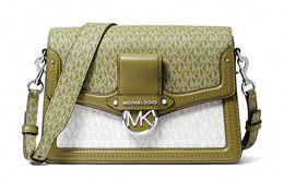 Michael Kors Сумка Jessie Canvas с брезентом, через плечо, среднего размера, женская, цвета авокадо и белого 30s0si6l2v-oregano-mlt
