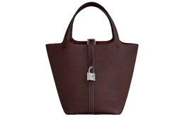Hermes Сумка-корзина Clemence Bullock из кожи, сумка-ведро, женская, 18 г, цвет Rouge Sellier, седельно-красный h056289ck0g