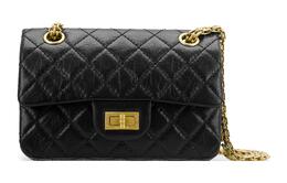 Chanel Сумка-клапан из коровьей кожи 2.55, сумка через плечо, мини, женская, черно-золотая as0874-y04634-94305