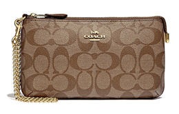Coach Сумка-маджонг из парусины с кожаным ремешком, сумка через плечо, женская, коричневого цвета, с монограммой, небольшого размера 88035-ime74
