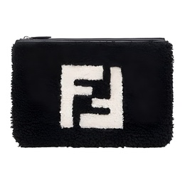 Fendi Клатч из овчины, мужской, черный, белый 7n0078-a4k4-f0d4r