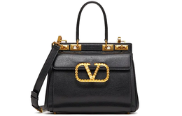 Valentino Женская сумка ROCKSTUD ALCOVE из зернистой телячьей кожи, среднего размера, черная ww2b0j41bqz0no