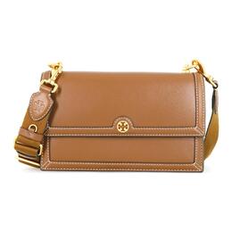 Tory Burch Сумка через плечо из кожи с монограммой T, женская, карамельно-коричневого цвета 80766-909
