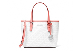 Michael Kors Сумка-шоппер Jet Set Canvas, сумка-шоппер, сумка через плечо, женская, мини-сумка, белые и розовые края 35t9stvt0b-pink