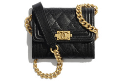 Chanel Кошелек Leboy из телячьей кожи с тиснением, сумка через плечо, женская, черная ap2206-b06200-94305