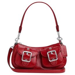 Coach Сумка Ashton из лакированной кожи, через плечо, среднего размера, женская, серебристо-красного цвета cv943-svrd