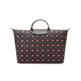 Longchamp Женская сумка-мессенджер Le Pliage Fabric Dumpling Bag, черно-красная 1624eud001