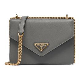 Сумка через плечо из коровьей кожи, женская, серая Prada 1bd200_2edv_f0k44
