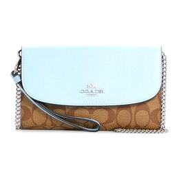 Coach Сумка Gemma Canvas с кожаной сумкой через плечо, сумка Trumpets, женская, небесно-голубая и хаки, монограмма c1996-svstc