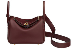 Hermes Сумка Lindy Swift из телячьей кожи, сумка через плечо, мини, женская, 0GRougesellier, седловидная, красная h082608cc0g