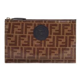 Fendi Сумка-клатч из кожи с покрытием, женская, небольшого размера, коричневого/черного цвета 8n0148-a5k4-f14tu