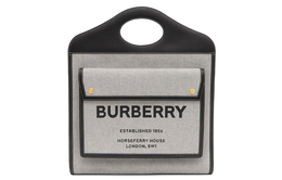 Burberry Сумка-тоут из холста с кожаной сумкой через плечо, женская сумка среднего размера, черная/умбра 80323361
