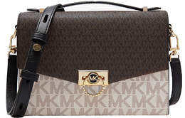 Michael Kors Сумки через плечо Hendri из искусственной кожи среднего размера для женщин, ванильно-белые, темно-коричневые и черные 30h0g1hm6b-212