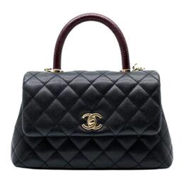 Chanel Сумка-труба из коровьей кожи с ручкой Coco Caviar, женская, черная a92990-b05068-94305