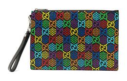 Gucci Мужской клатч из холста с кожей, черный/разноцветный 601087-h20bn-1058