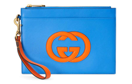 Gucci Кожаный клатч-браслет унисекс, синий/оранжевый 658843-0qgcg-8380