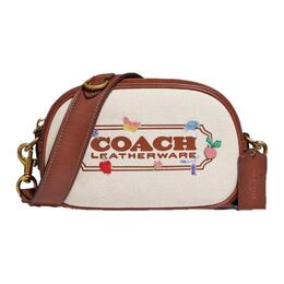 Coach Сумка для камеры из холста с телячьей кожей, сумка через плечо, Trumpets, женская, белая c2764-b4na
