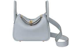 Hermes Сумка Lindy Taurillon Clemence из кожи, через плечо, мини, женская, бледно-голубая, Holy Grail Blue, 08 h079086cc08