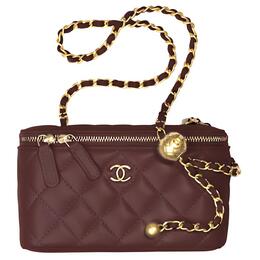 Chanel Сумка через плечо Little Golden Ball из овчины, женская, бордового цвета ap2303-b02916-酒红