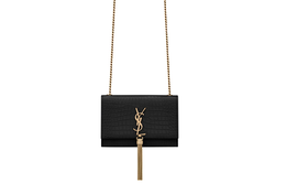Saint Laurent Сумка KATE из блестящей коровьей кожи с текстурой нубука, маленькая женская сумка через плечо, черная 474366-dnd0j-1000