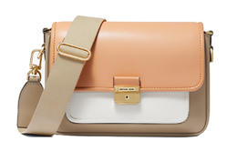 Michael Kors Сумка Bradshaw из коровьей кожи, через плечо, среднего размера, женская, цвета верблюжьей шерсти и молочного белого 30t1g2bm2l-838