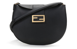 Fendi Сумка-круассан из кожи, сумка через плечо, сумка-полумесяц, женская сумка через плечо, черная 8br790-af2p-f0kur