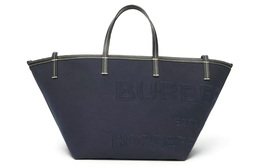 Burberry Пляжная сумка из смеси хлопка и льна, сумка-шоппер, холщовая сумка, сумка через плечо, мини-сумка женская, темно-синяя 80441741