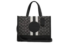 Coach Сумка-тоут Dempsey из кожи, сумка для покупок, сумка для поездок на работу, сумка через плечо, большая женская, черно-белая 4113-svrt6