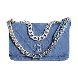 Chanel 19BagWOC Джинсовая сумка-цепочка, сумка на плечо, сумка-кошелек, мини, женская, светло-голубая ap0957-b07655-ng353