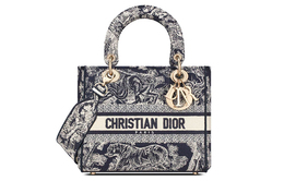 Сумка Lady D Lite с вышивкой Lady Christian Dior, сумка через плечо, сумка среднего размера, женская, синего цвета m0565orgo-m928