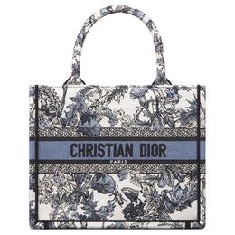 Christian Dior Сумка-шоппер BookTote из ткани, сумка-шоппер, женская сумка-труба, белая и джинсово-синяя m1265zedd-m49e