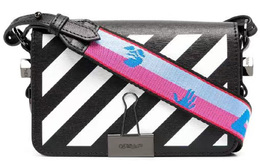 Off-White Сумка через плечо из кожи OFF WHITE Diag, мини-сумка для женщин, цвет черный белый owna038r21lea0011001