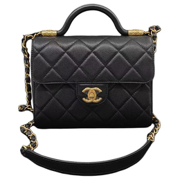 Chanel Сумка через плечо из блестящей телячьей кожи с зернистым тиснением, женская, черная, Trumpets as4957-b17186-94305