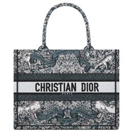 Christian Dior Сумка-шоппер BookTote из ткани, сумка для покупок, женская, среднего размера, сине-белая m1296zedo-m928