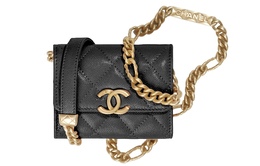 Chanel Кошелек для монет из телячьей кожи с тиснением, клатч, сумка через плечо, женская, черная ap2335-b06486-94305