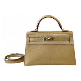 Hermes Сумка Kelly Mini 2nd Generation из кожи козла Chamkila, сумка через плечо, женская, Y9, цвет "золото" h084743cpy9
