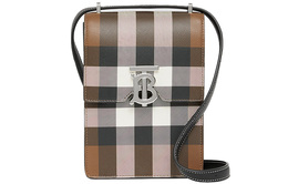 Burberry Сумка Robin из кожи с клетчатым принтом, березово-коричневая 80357791